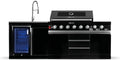 Barbecue à Gaz XXL GORILLER Blackback S1 avec Réfrigérateur et Robinet Intégrés en Acier Inoxydable, Noir