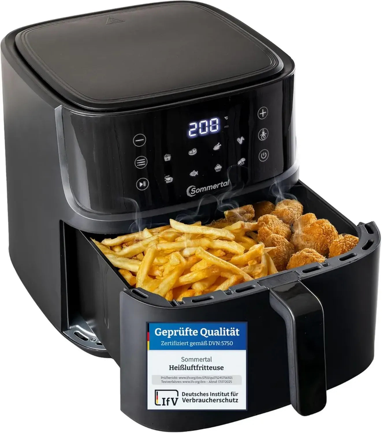 Friteuse à Air XXL 7,6L - Écran Tactile, 8 Programmes, 2000W, Écologique et Saine