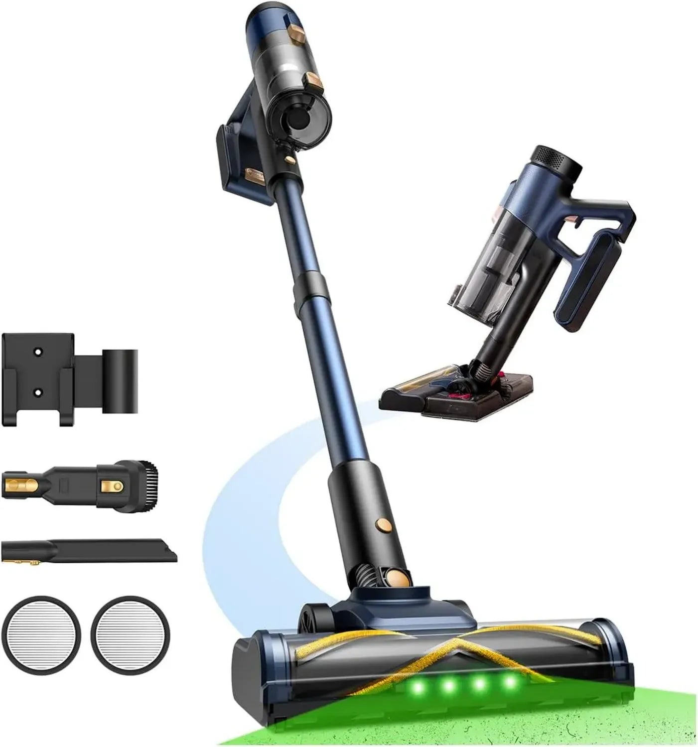 Aspirateur Balai sans Fil CHEFREE 48Kpa, 450W Puissant avec Détection Laser, 50 Min d'Autonomie, Brosse Anti-Emmêlement pour Tapis, Poils d'Animaux, Sols Durs et Voitures