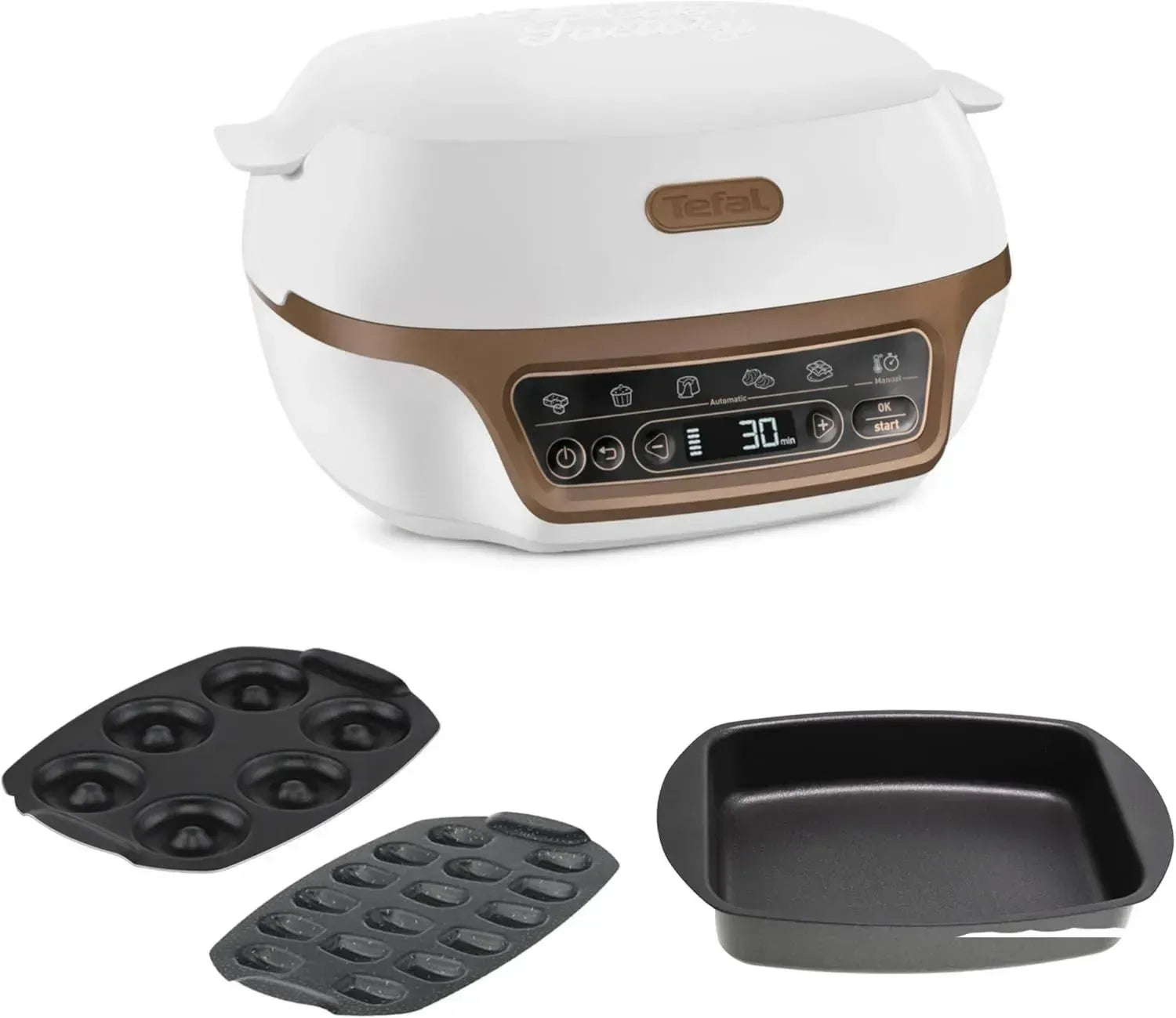 Tefal Cake Factory - Four à Gâteaux Intelligent avec 5 Programmes Automatiques et Mode Manuel, Inclut Moules Madeleines et Donuts