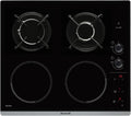 Brandt BPI6413BM Plaque de Cuisson Hybride Induction et Gaz, Noir, 4 Zones, 3400W + 4600W, 56x49cm, 9 niveaux, Fabriqué en France
