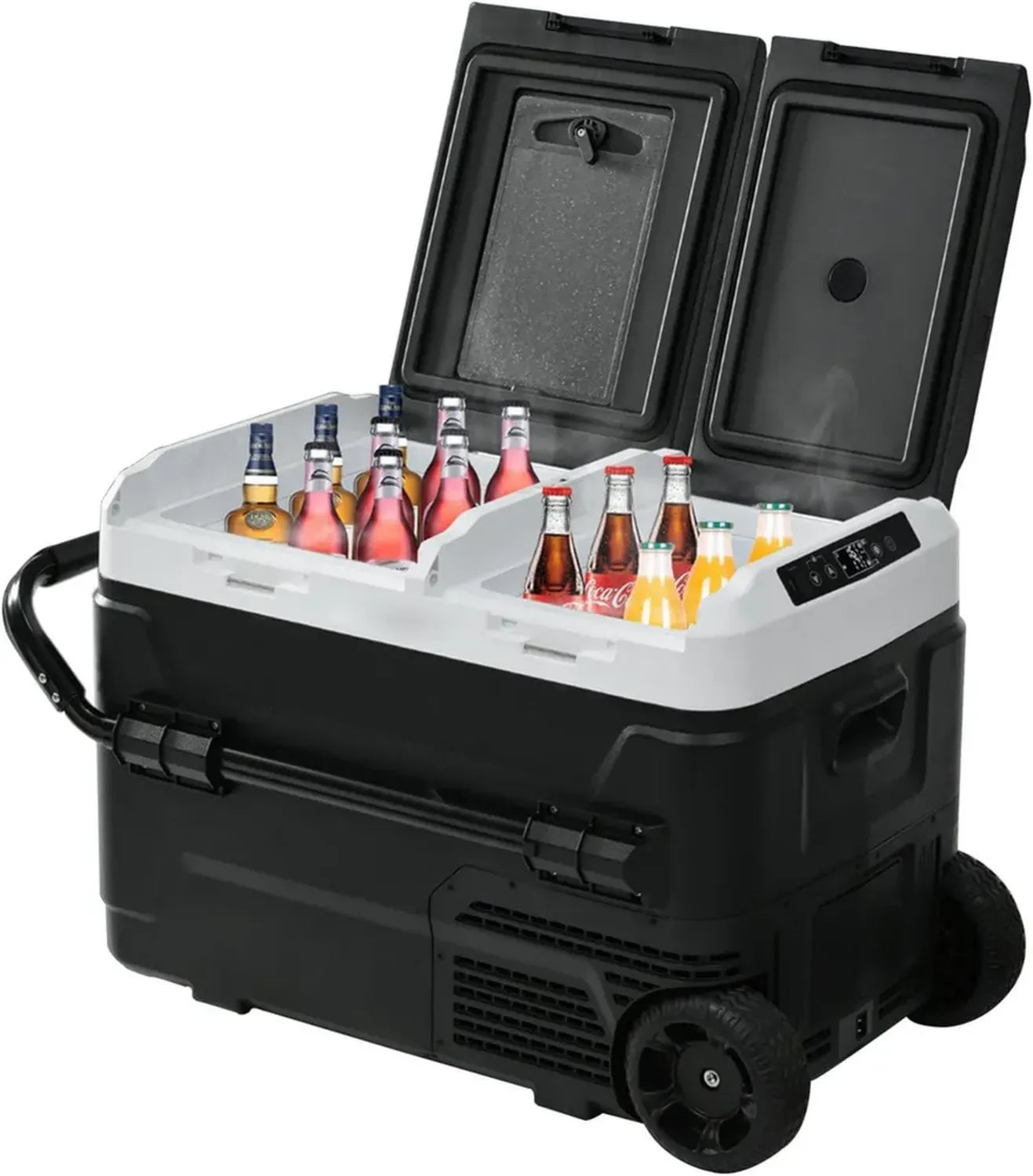 Réfrigérateur Portable Qiang Double Zone, 12/24V DC et 100-240V, Température Indépendante -20 à 20°C, pour Voiture, Maison, Dortoir et Pique-Nique