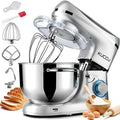 Robot Pâtissier Professionnel 1500W, Bol 7L à Poignées, 6 Vitesses avec Accessoires Complets - Argent