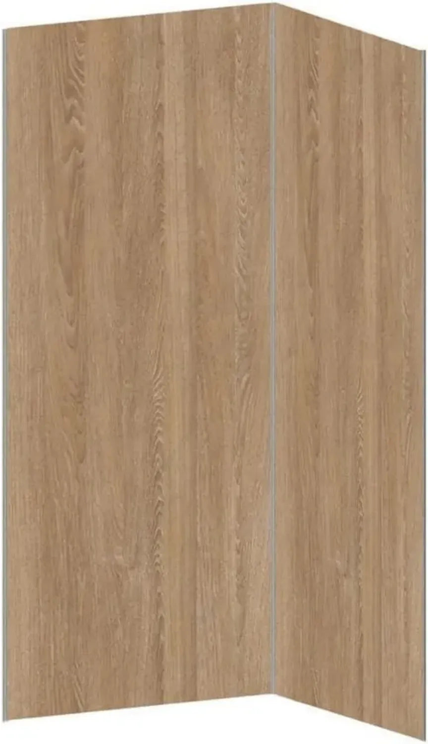 Ensemble de 2 panneaux de douche imitation bois en aluminium avec profilés - 90x120x210 cm - ENEKO