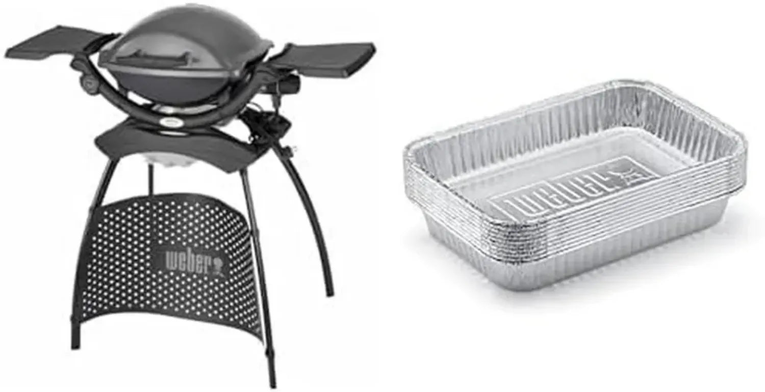 WEBER Barbecue Électrique Q 1400 avec Support et 10 Barquettes Aluminium