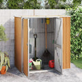 Abri de Jardin en Acier Galvanisé Marron 161x89x161 cm, Rangement Extérieur pour Outils