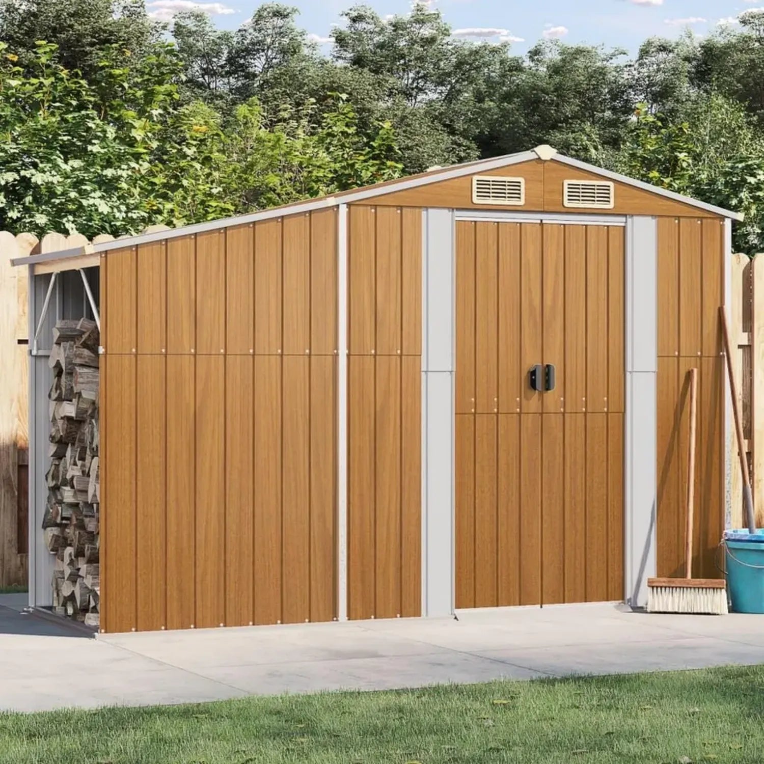 Cabane de jardin en métal marron 277 x 93 x 179 cm