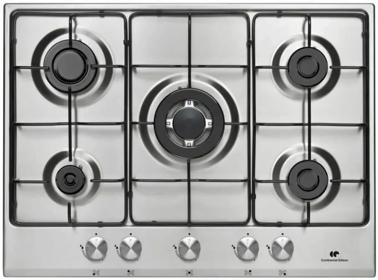 Plaque de cuisson 5 feux Continental Edison - Gaz avec 1 foyer triple couronne en inox