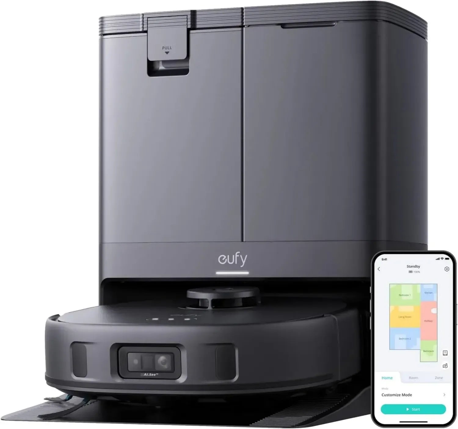 Aspirateur Robot eufy X10 Pro Omni avec Station Intelligente, 8000 Pa, Lavage et Séchage Automatique, Autovidage et Remplissage Automatique, Évitement d'Obstacles (Noir)