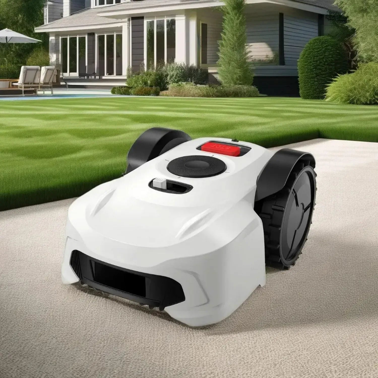 Tondeuse Robotisée Intelligente 1000 m² avec GPS et Fil Périphérique, Pente 36,6%, Hauteur Réglable 20-60 mm pour Jardin