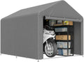 Outsunny Abri Moto 2x2.4 m, Tente de Garage Imperméable, Porte Roulante, Galvanisé, Gris Clair