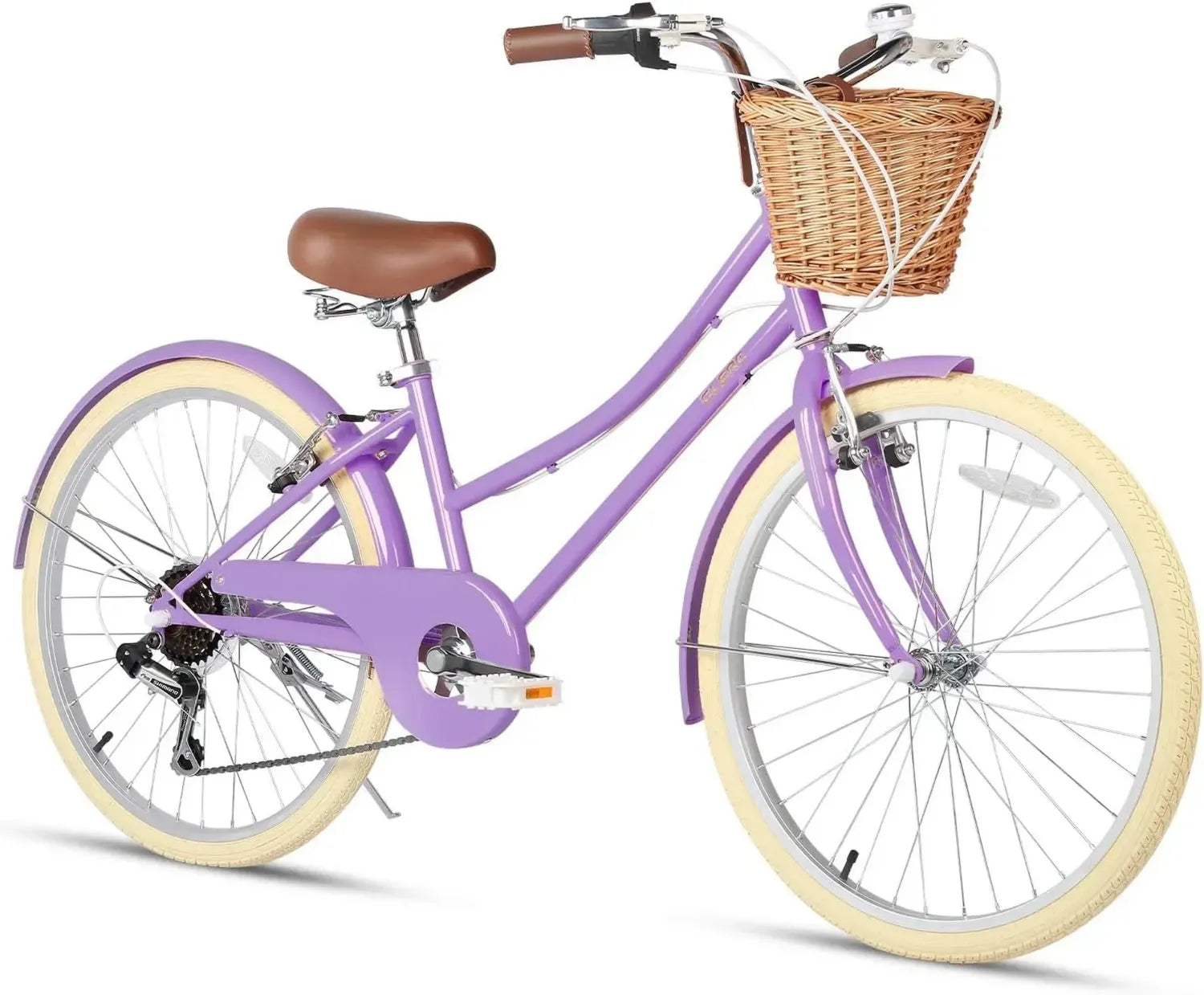 Vélo Cruiser Fille avec Panier, Shimano 6 Vitesses, 20-26 Pouces