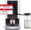 Machine à Café Automatique CASO Cafè Crema avec Système de Lait, Broyeur Conique Ajustable, Spécialités de Café à Toucher, Noir et Acier