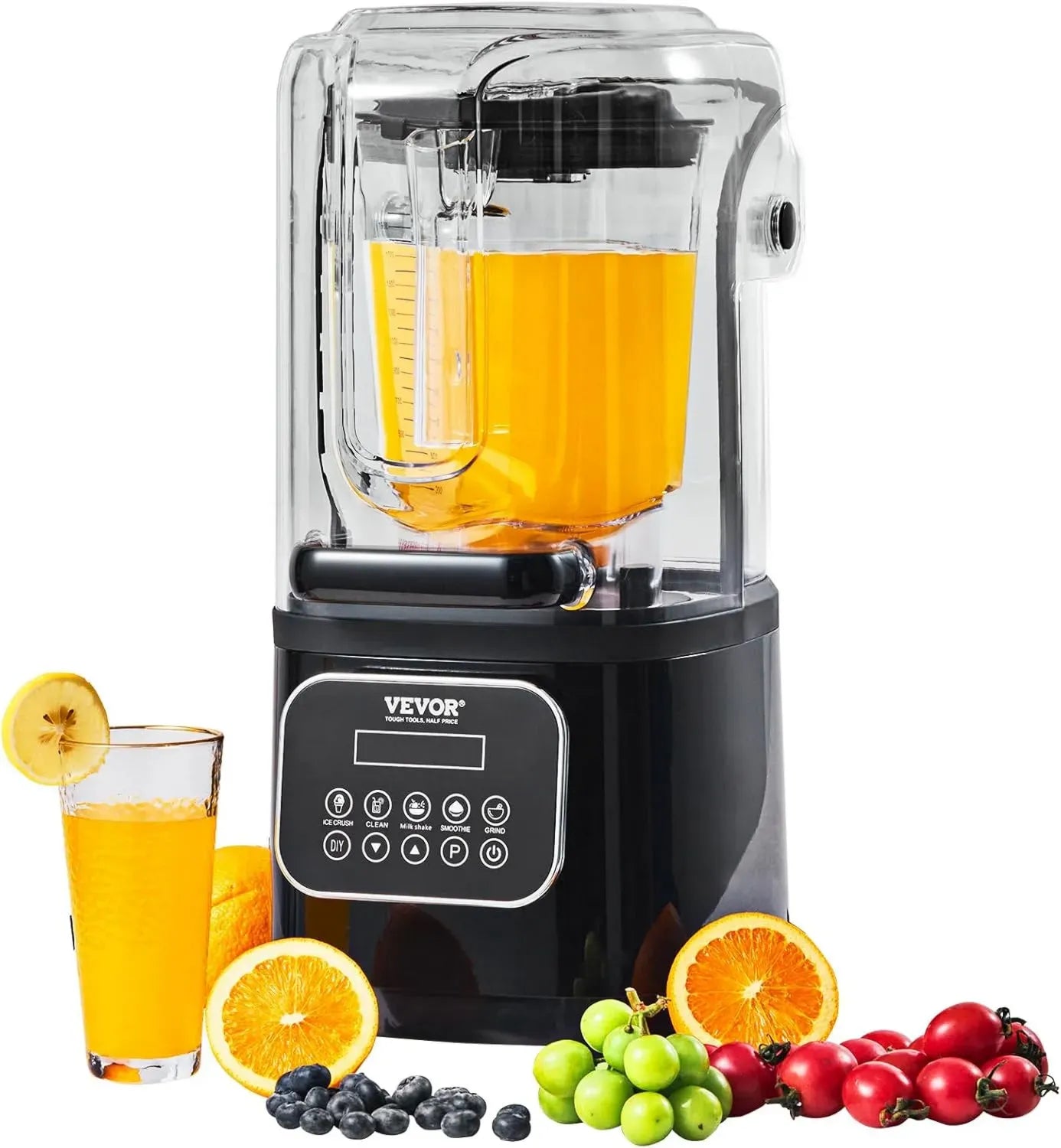 VEVOR Blender Professionnel 2L, Mixeur de Comptoir Multifonction 9 Vitesses, 5 Fonctions pour Boissons, Milk-shakes, Smoothies avec Bouclier