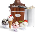 Sorbetière Électrique 6 L au Design Vintage en Bois, Appareil Automatique pour Desserts Glacés à Domicile