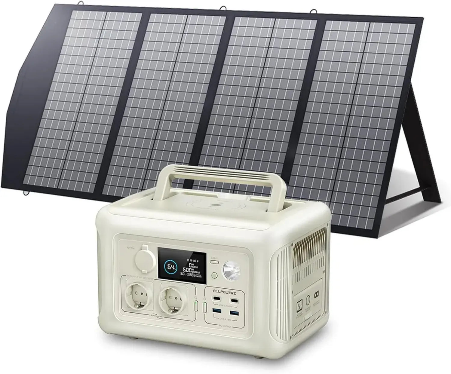 Générateur Solaire Portable ALLPOWERS R600, 299Wh, Panneaux 140W, Charge Rapide Sans Fil, UPS, Camping Extérieur