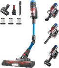 Aspirateur Balai sans Fil 250W, 3 Vitesses, Autonomie de 60 Min, Filtration Triple HEPA, Brosse Motorisée Anti-Acariens, Idéal pour Tapis, Sols Durs et Voitures - Bleu
