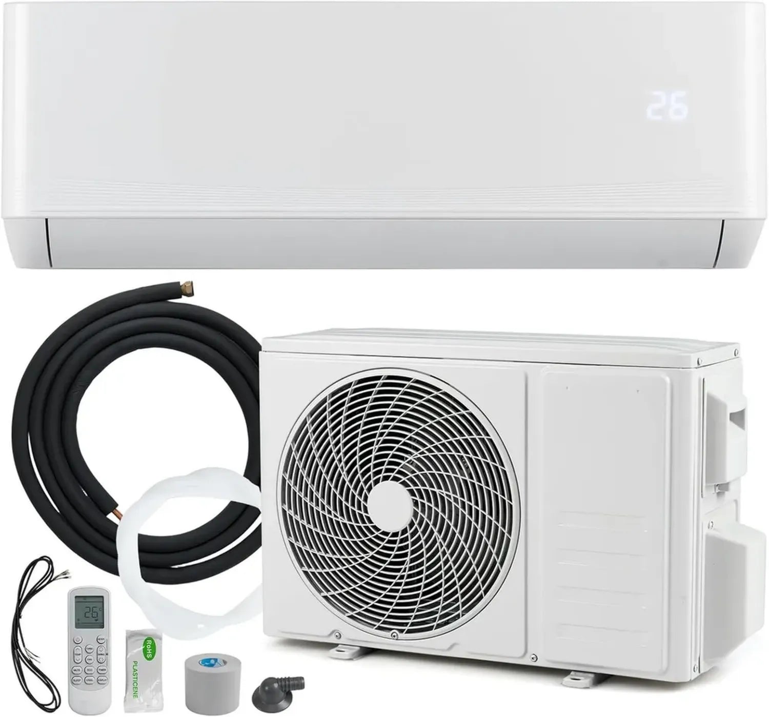 Climatiseur réversible mural 12000 BTU Goplus avec WiFi et pompe à chaleur, classe énergétique A++/A+, fluide R32, écran LED, 7 modes, 8 vitesses, fonction chaud et froid