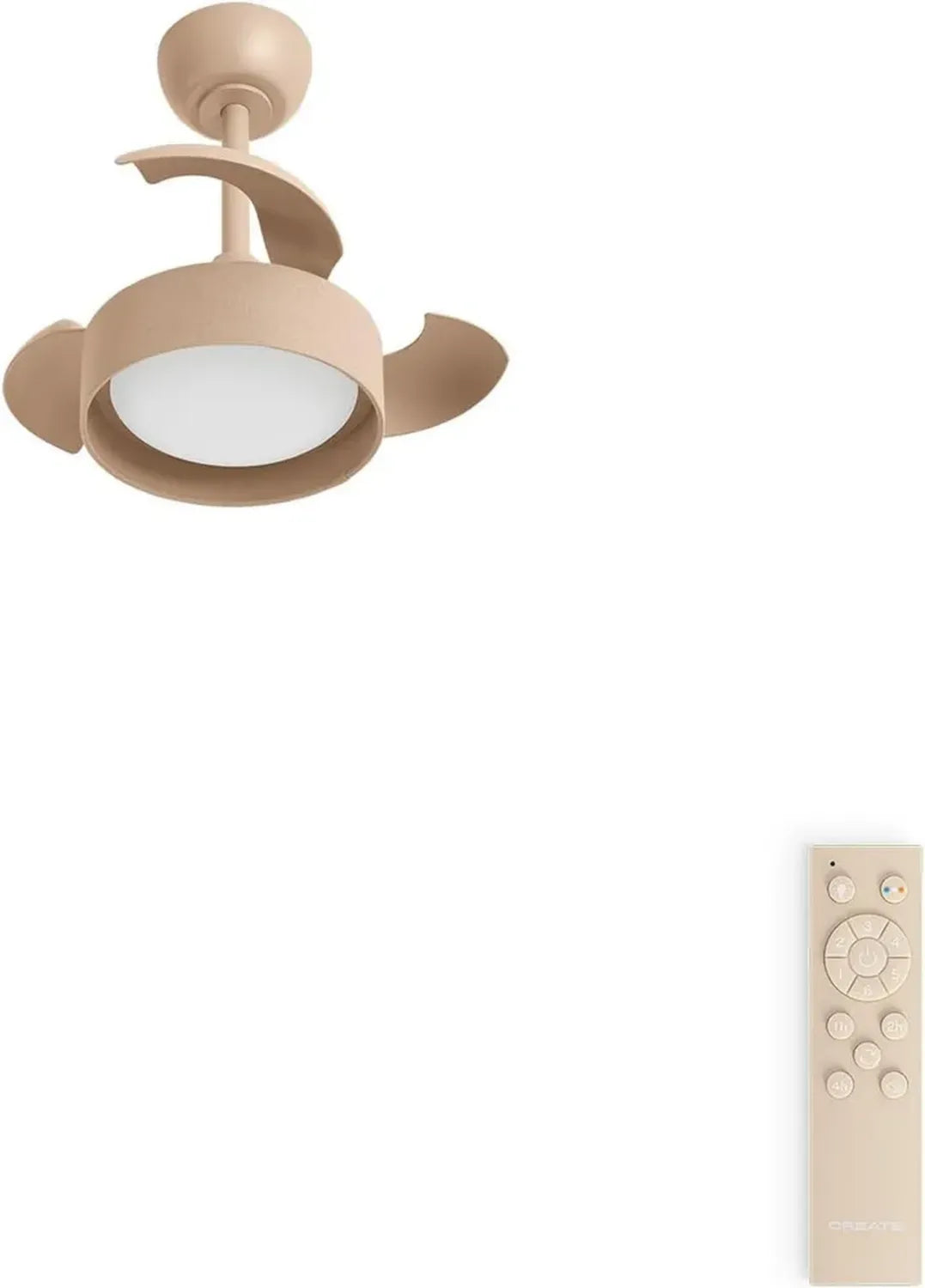 Ventilateur de Plafond Silencieux avec Lumière, Télécommande, Pales Rétractables, 6 Vitesses, Fonction Été-Hiver, LED 3 Couleurs, 40W Ø55 cm