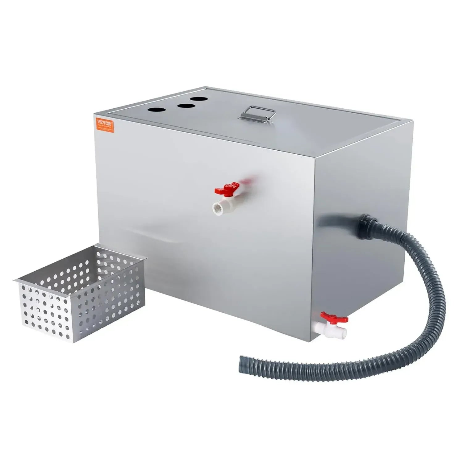 Séparateur de Graisse Commercial en Inox 18 kg, Système d'Entrée Inférieure, 10 GPM pour Cuisine Professionnelle