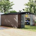 COSTWAY Abri de Jardin Métallique 12 m², Toit à Double Pente, Portes Verrouillables avec Clé, 4 Aérations, Cabane Extérieure pour Rangement, Anthracite