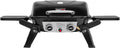 Barbecue à Gaz Portable 2 Brûleurs, Couvercle et Tables Latérales Pliables, 5kW, Surface 48x37 cm, Idéal pour Camping et Jardin