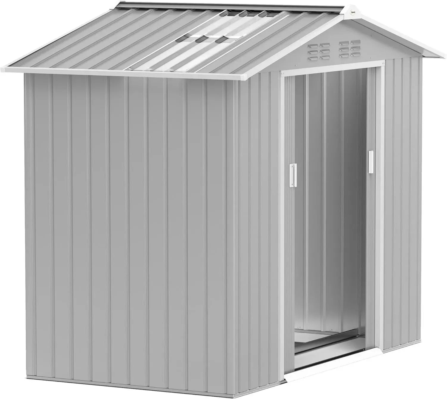 Abri de Jardin Métallique Outsunny 213x130x185 cm Gris avec Portes Coulissantes et Fenêtres