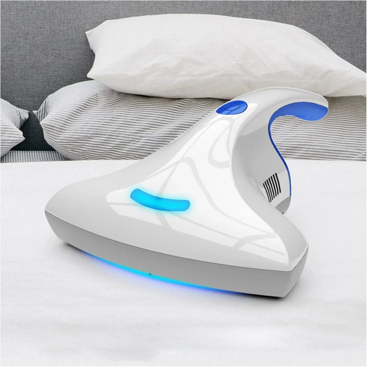 Aspirateur Anti-Acariens UV HEPA Haute Efficacité - Filtration et Stérilisation, Idéal pour Allergiques, Bleu
