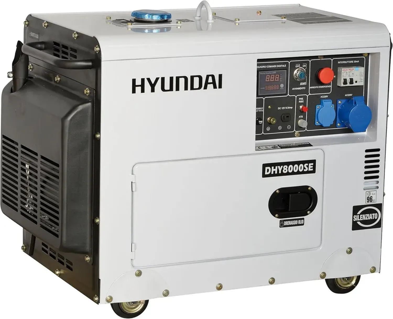 Générateur Diesel Silencieux 6,3KW Monophasé Hyundai - Démarrage Électrique - Affichage Numérique - Moteur 12hp - Alternateur Cuivre