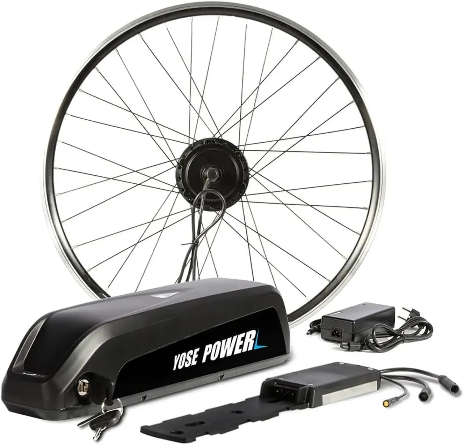 Ensemble de Conversion Vélo Électrique 26' 36V 350W avec Roue Arrière et Batterie 36V 13Ah, Écran LCD et Capteur de Vitesse