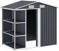 Abri de Jardin Métallique Anthracite avec Étagères 205x130x183 cm