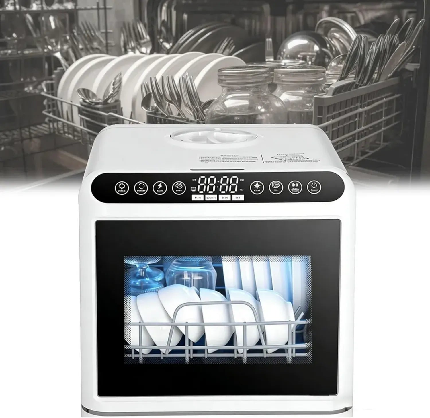 Lave-vaisselle Compact Automatique avec Réservoir 5L pour Petites Cuisines et Appartements