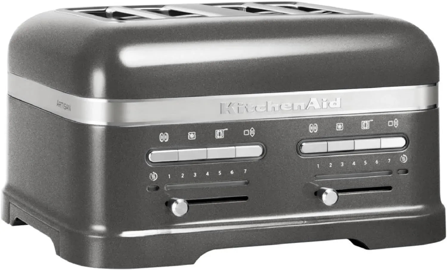 Grille-pain 4 tranches KitchenAid Artisan avec décongélation, 7 niveaux de brunissage, gris étain