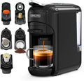 Machine à café 5 en 1 avec capsules, infusion chaude et froide, 19 bars, compatible Nec* Original, DG*, Kcup, dosettes ESE et café moulu, réglable, 0,6 L, noir