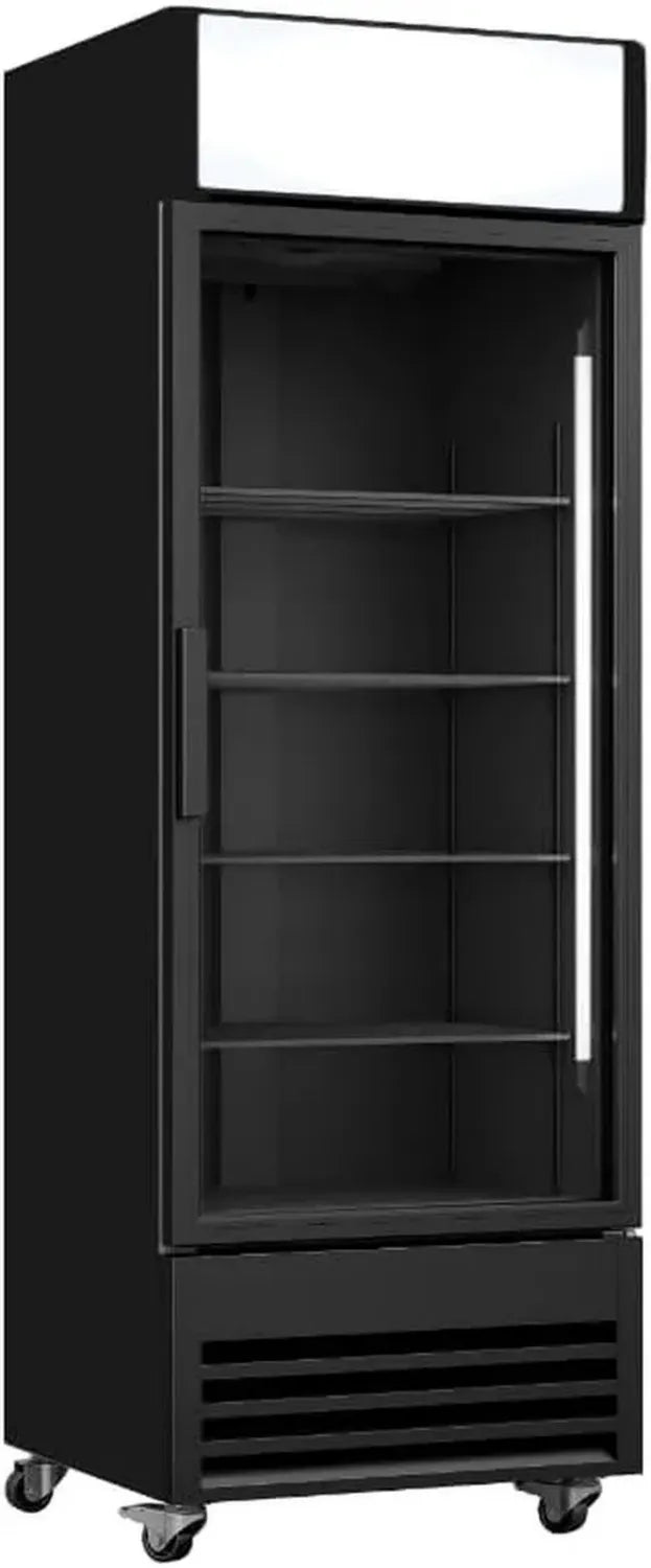 Réfrigérateur à Boissons 370L - Porte Vitrée - Ventilation et Éclairage LED - Noir