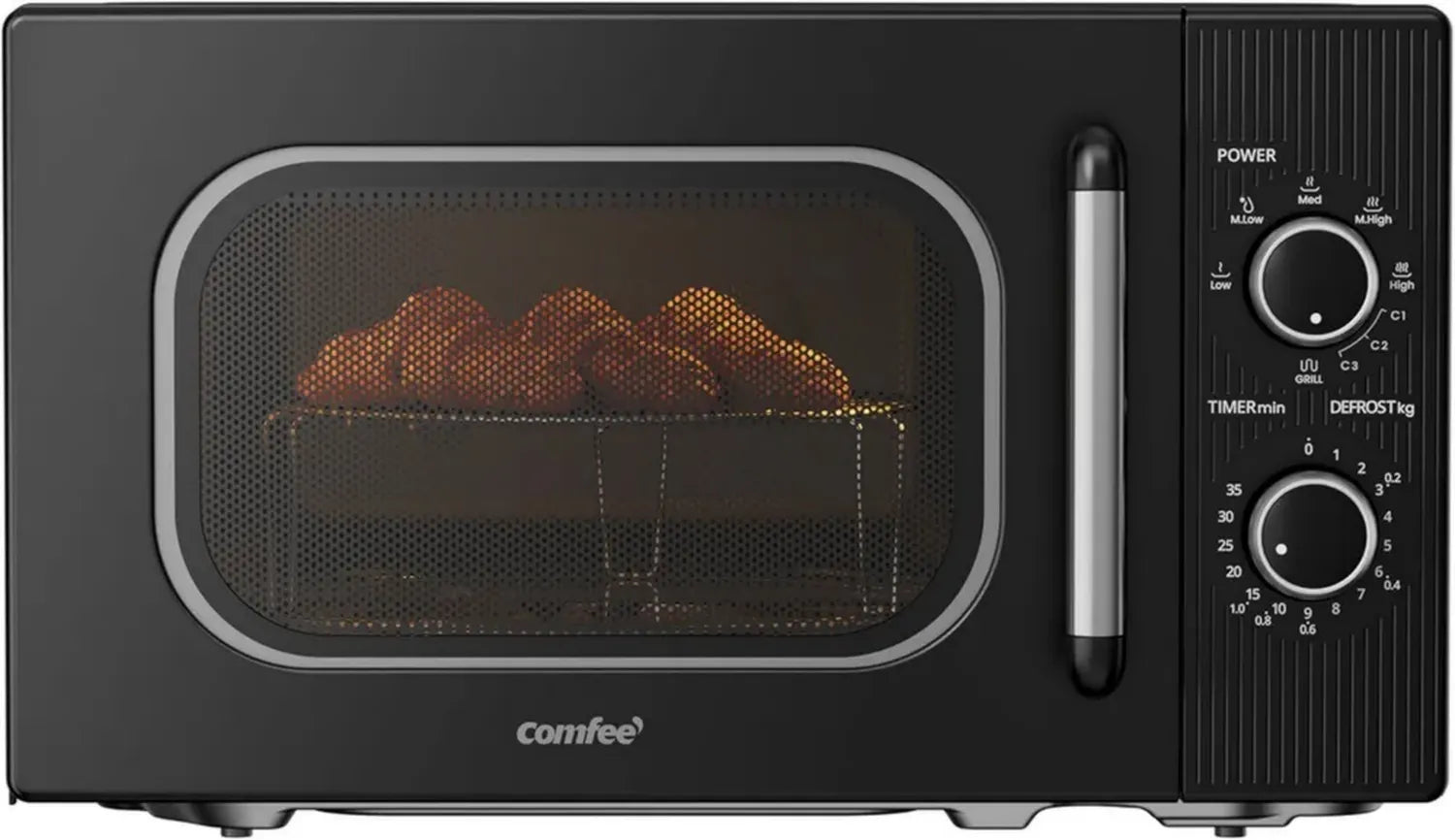 COMFEE' Micro-ondes Grill 20L, 700W, 5 Niveaux, Minuterie Jusqu'à 35 min, Noir
