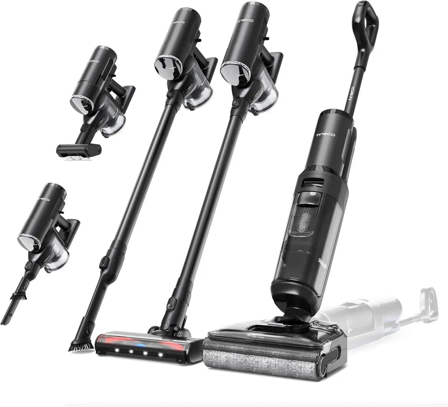Tineco Floor One S7 Aspirateur Balai 5 en 1 sans Fil avec Fonction Lavage, Rotation 180°, Nettoyage Double Bord, Autonomie Prolongée, Auto-Nettoyage FlashDry 85°C