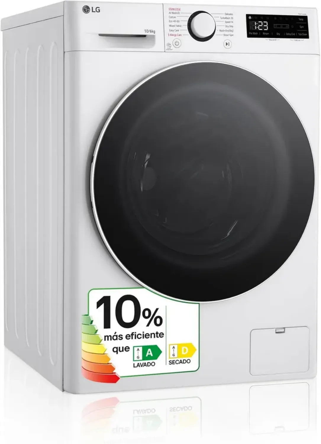 Lave-linge LG 10/6kg AI Direct Drive TurboWash 360°, Blanc