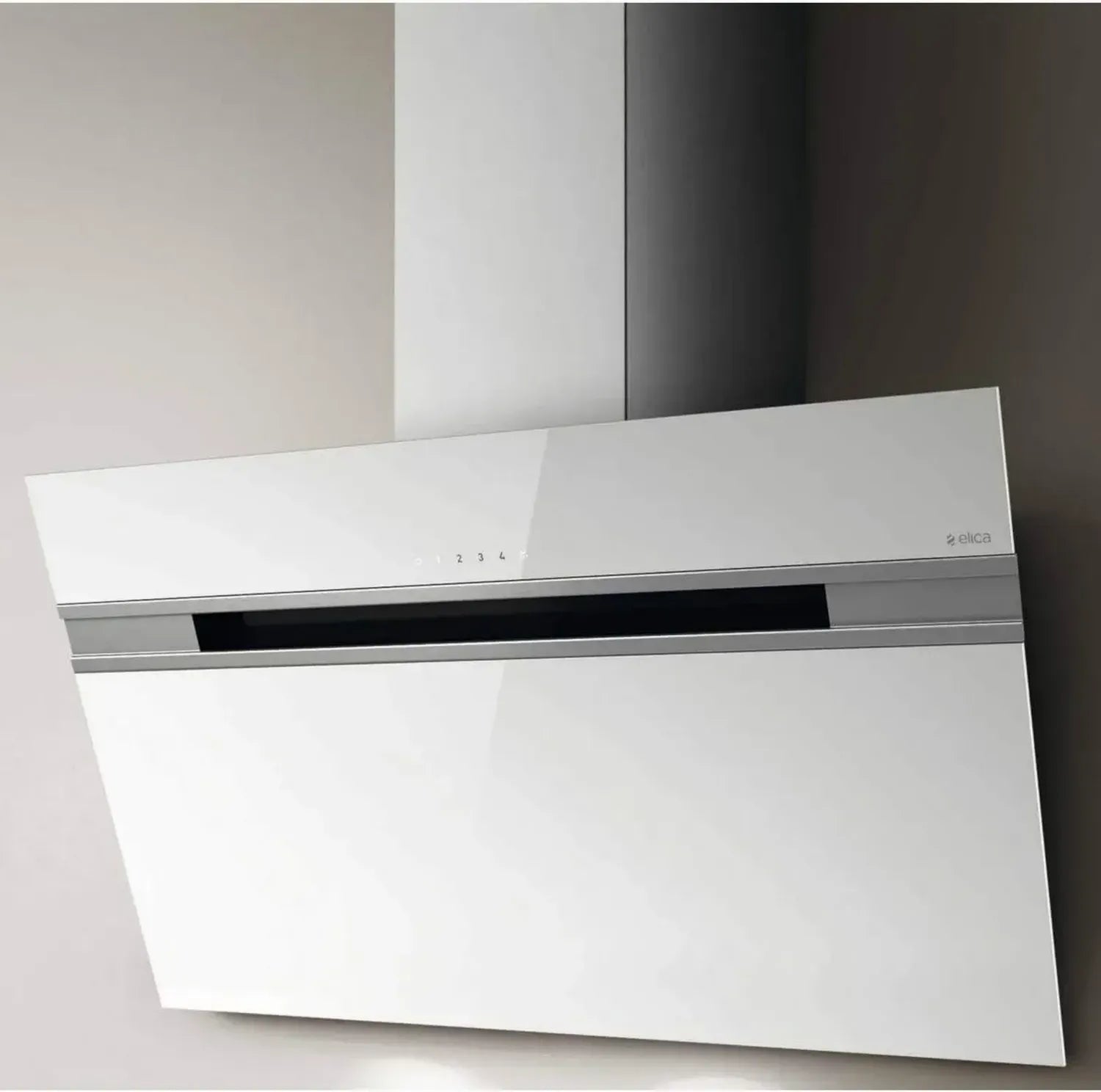 ELICA Hotte Murale Décorative STRIPE 90 cm, Verre Blanc, Débit 757 m³/h