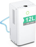 Déshumidificateur Électrique 12L, Silencieux avec Minuterie et Drainage Continu, Idéal pour Maison et Cave