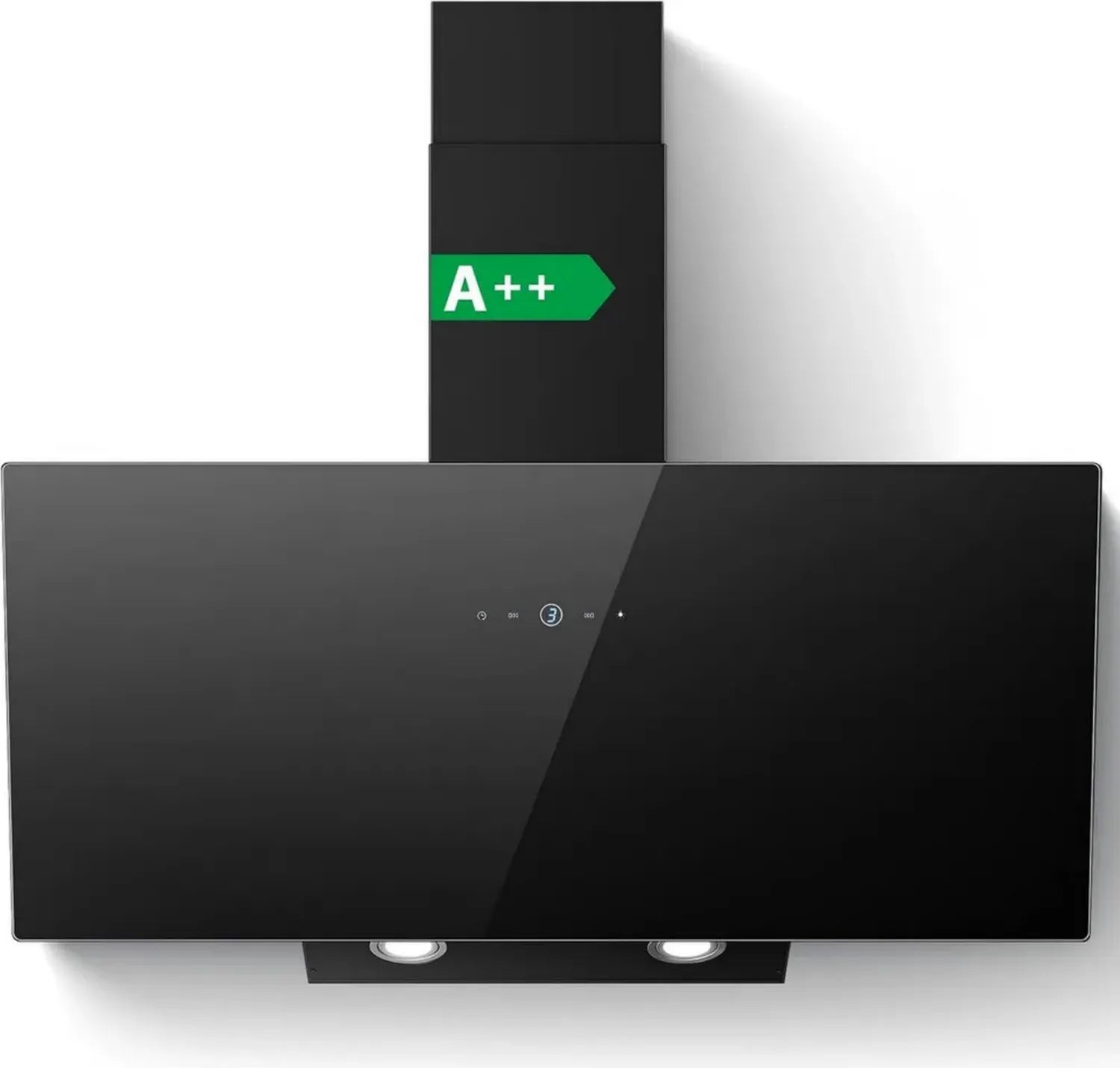 Hotte Aspirante 90 cm Noir Inclinée, Efficacité Énergétique A++, 700 m³/h, 3 Vitesses avec Commande Tactile et Filtre Charbon