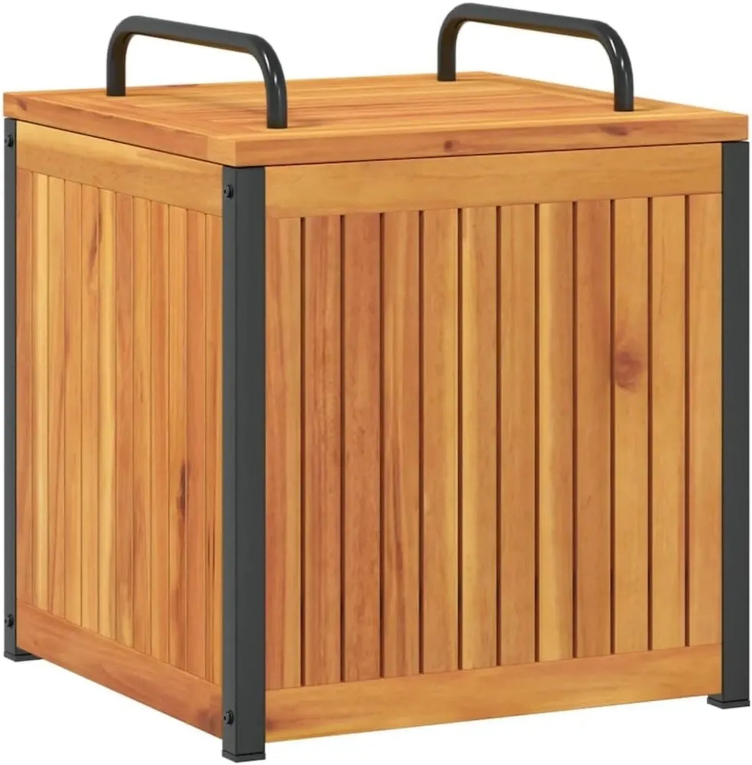 Coffre de Rangement Extérieur en Acacia et Acier pour Coussins
