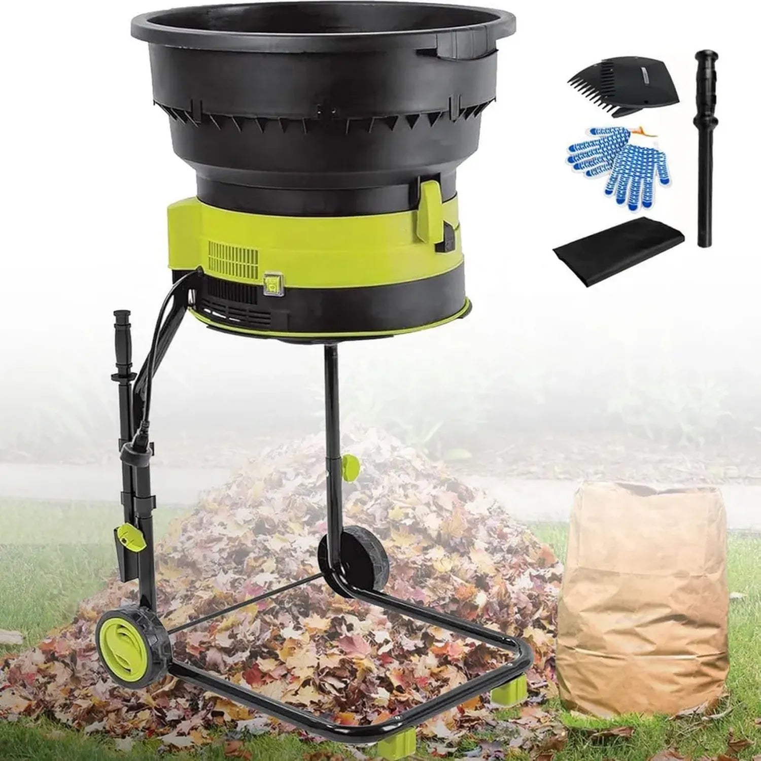 Broyeur de Jardin Électrique 2500 W, Compostage et Déchiquetage du Bois Efficace