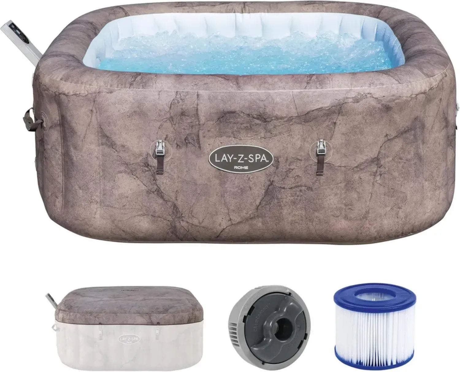 Bestway Piscine Carrée 1.80m Rome MaxHold Smart AirJet 6 Places