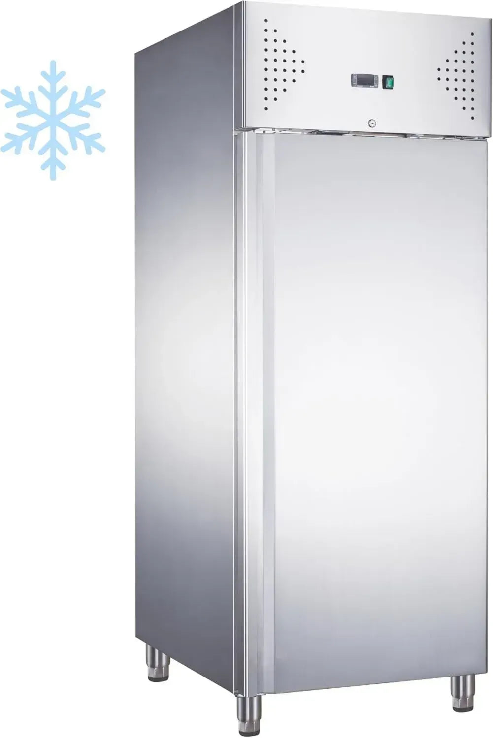 Congélateur Vertical Professionnel GN 2/1 - 650L, Acier Inox, Température -18 à -22°C, Froid Ventilé, Pour Cuisine Commerciale