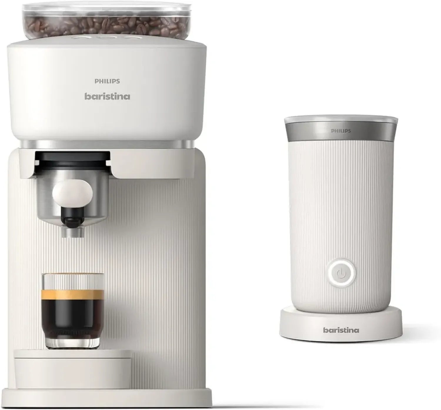 Philips Baristina Cafetière Expresso avec Mousseur à Lait, 16 Bars, Broyeur intégré, Blanc