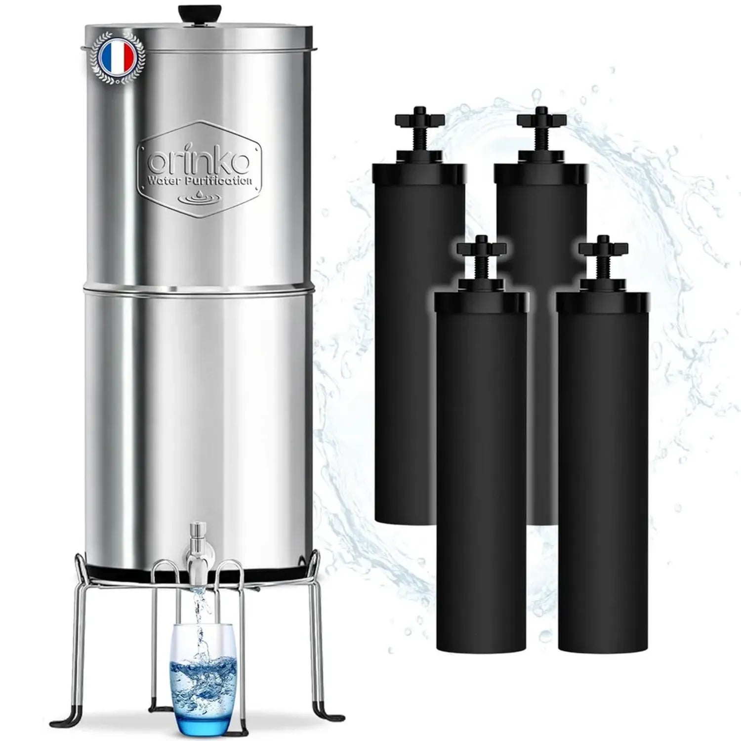 Système de Filtration par Gravité 8,5 L avec Charbon Actif, Purificateur d'Eau Avancé pour Robinet et Pluie