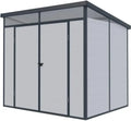 Abri de Jardin en Résine 4,10m² Gris avec Toit Plat et Plancher Inclus