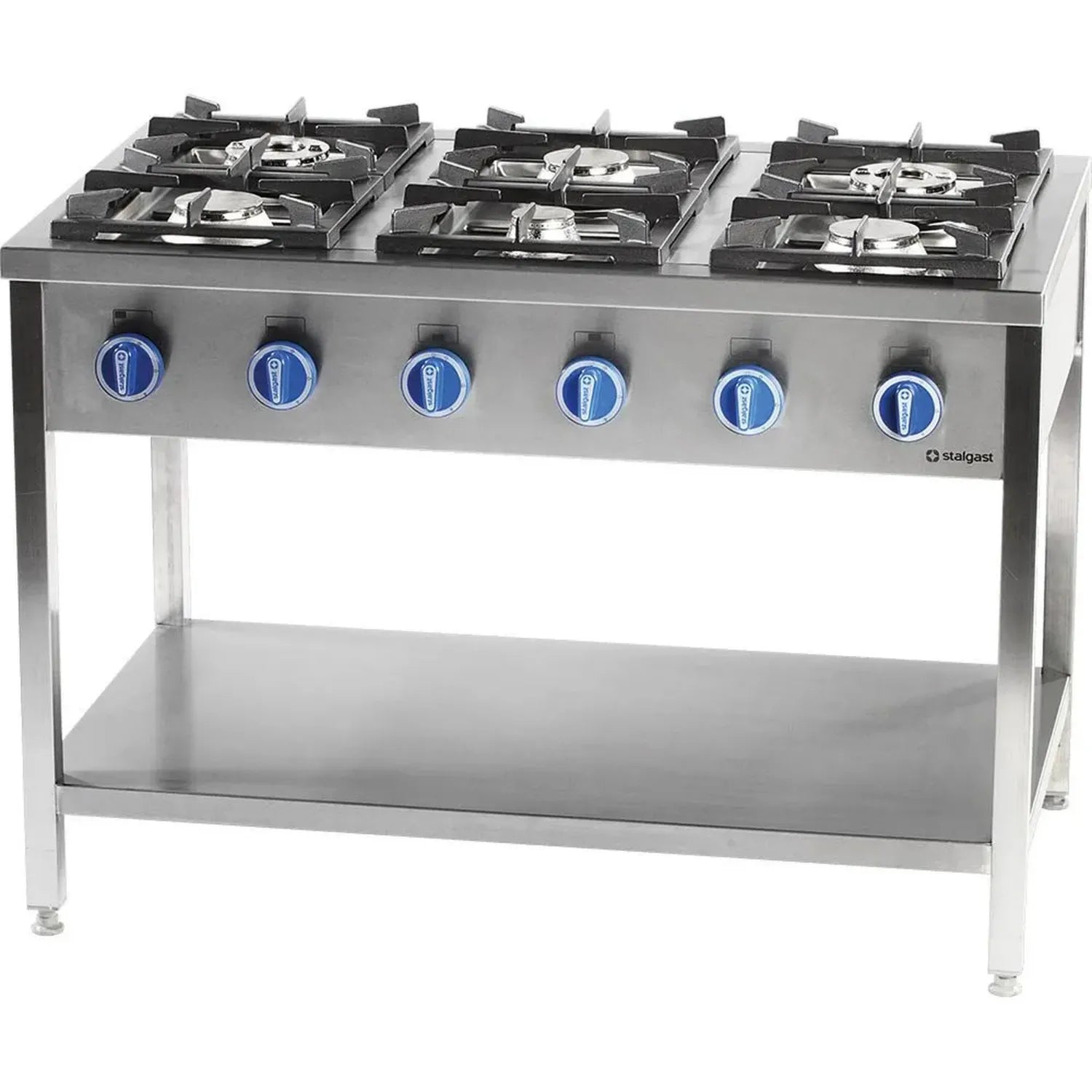 Cuisinière à gaz professionnelle, 6 brûleurs puissants, dimensions 1200 x 700 x 850 mm