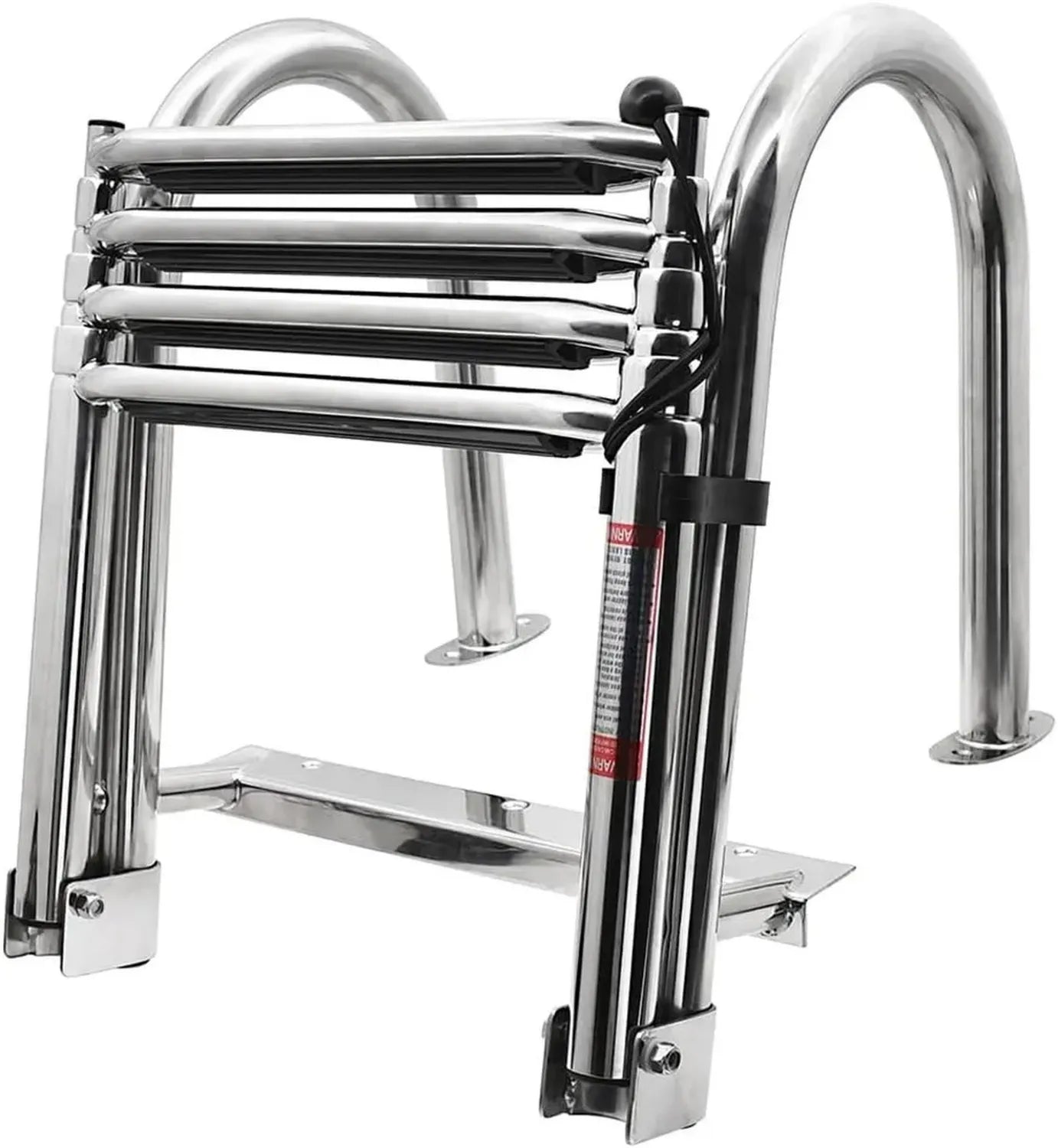 Geloo Échelle de Piscine Inox 4 Marches avec Main Courante, Charge 200 kg, Hauteur 157 cm, Antidérapante